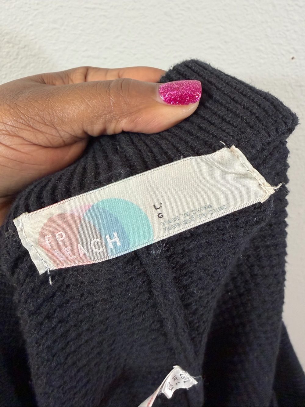 Free People Beach Hailee Pants Size L Black Waffle Knit Wide Leg Crop Minimalist - Picture 8 of 11
